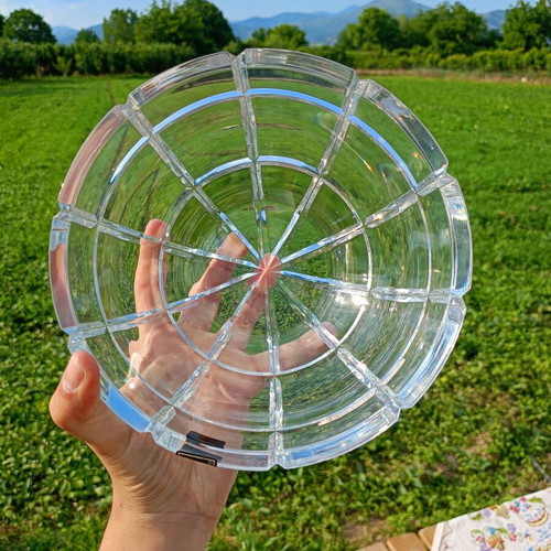 Glass bowl crystal clear new with carved design