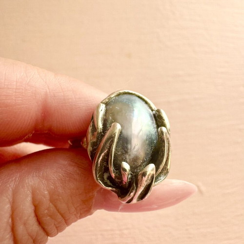 925 Silver Ring with Natural Nautilus Shell Vintage, Like New