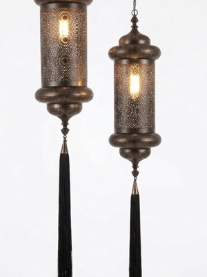 Pair of Moroccan style metal lights like new