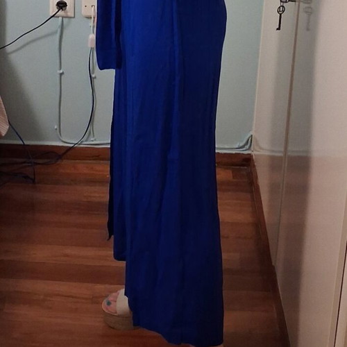 High-waisted palazzo pants with elastic and belt like new, blue