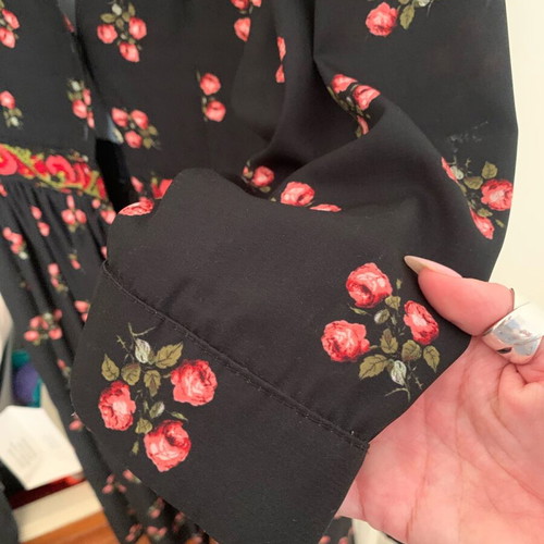 Karavan black dress new with embroidery, three-quarter sleeves, Small