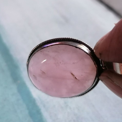 Silver 925 pendant with rose quartz stone new, pink