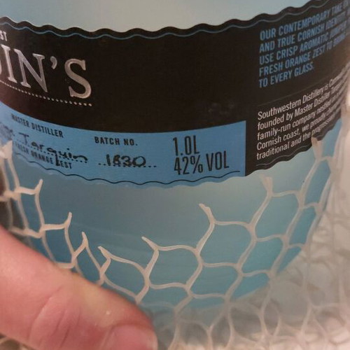 Tarquin’s Cornish Dry Gin 1L premium collectible bottle new