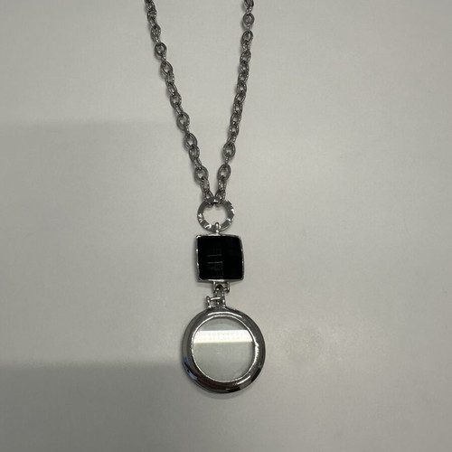 Women's silver necklace with black stone