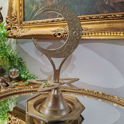 Vintage brass desktop decoration Crescent and Star