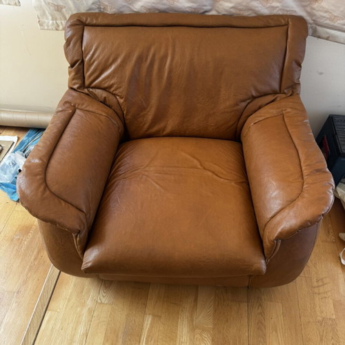 Leather sofa set, three-piece, genuine leather