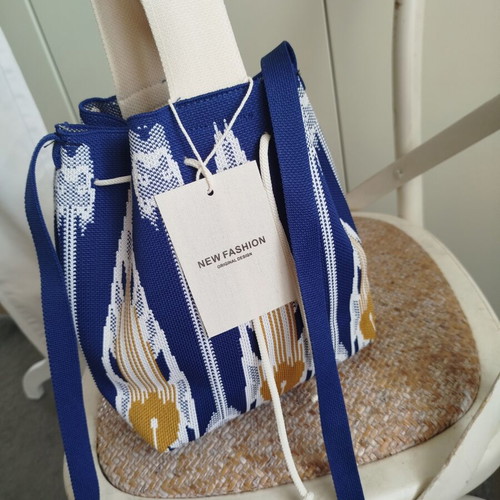 Ethnic shoulder bag new, beige and blue
