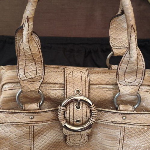 Nine West Vintage Y2K Satchel Doctor Bag in Nude snakeskin, like new