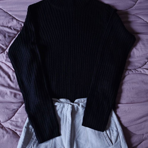 Black basic ribbed blouse H&M size S like new