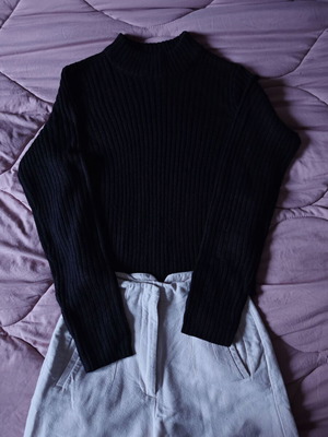 Black basic ribbed blouse H&M size S like new