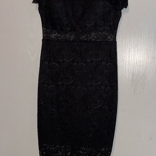 Black midi lace dress elastic one size like new