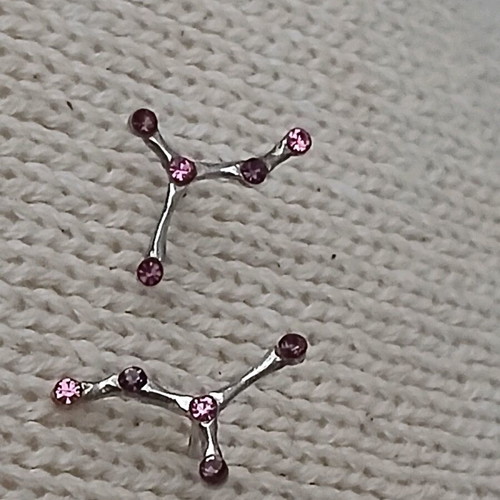 Earrings constellation design with pink and purple rhinestones like new