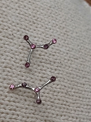 Earrings constellation design with pink and purple rhinestones like new