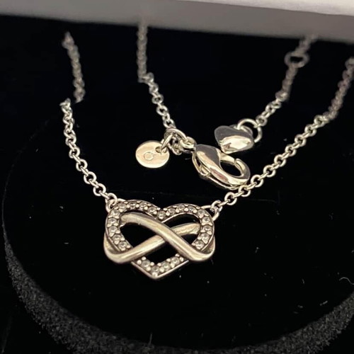 Pandora authentic silver heart necklace new