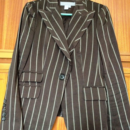 Brown chocolate striped suit with pockets Zara Woman size 38 like new
