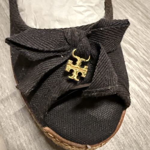 Tory Burch Jackie 2 85mm Wedge Black Espadrilles like new US 8.5