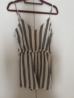 Playsuit striped white-black large Stradivarius like new