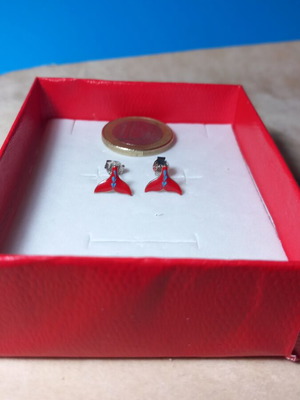 Silver earrings with red enamel new