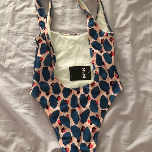 Leopard one-piece swimsuit medium new, blue and pink