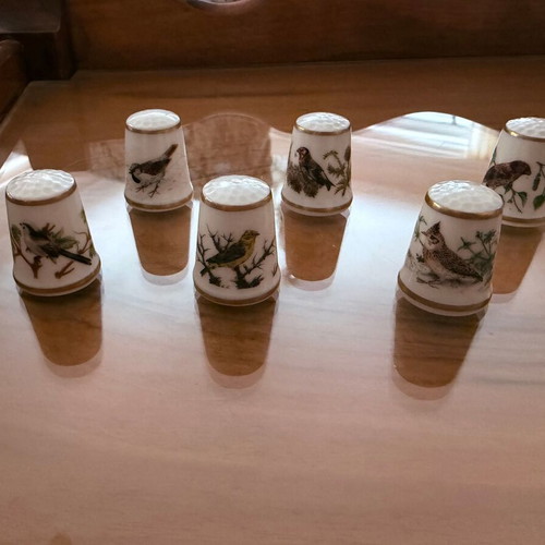 Porcelain thimbles collection with handpainted birds, Greek Collectors Circle