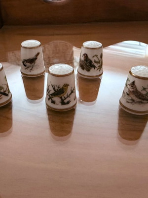 Porcelain thimbles collection with handpainted birds, Greek Collectors Circle