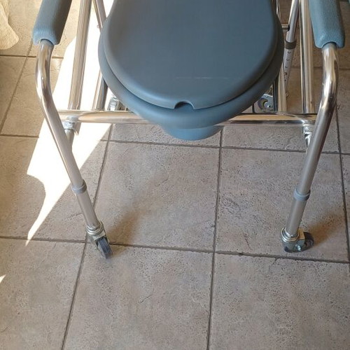 Folding commode chair with wheels