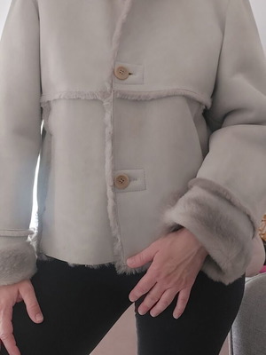Onyx vintage real shearling jacket, size M, grey