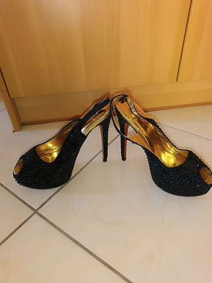 Sandals size 38 used with black rhinestones