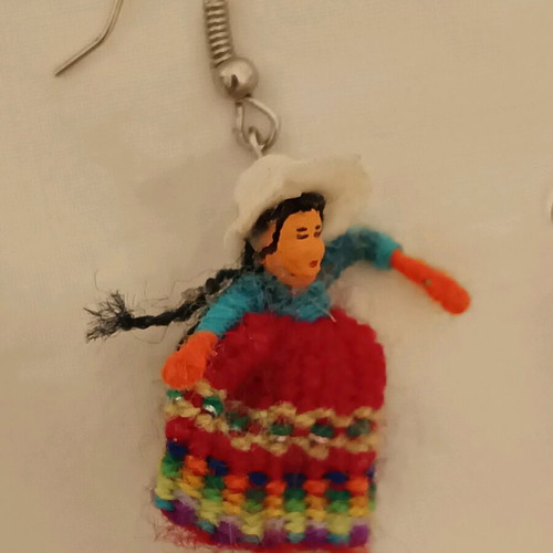 Thread and wool earrings new, boho handmade with traditional costume
