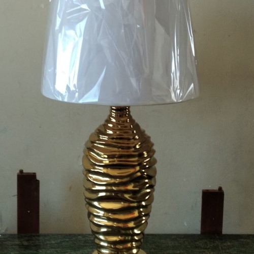 Table lamp ceramic used with gold decoration and shade