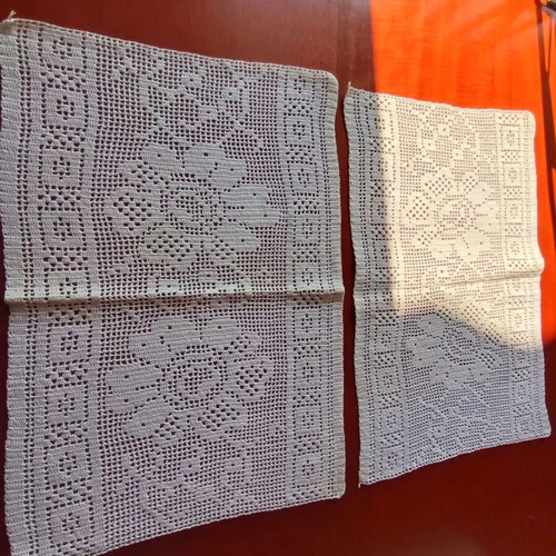 Set of 2 Handmade Crochet Doilies with Floral Vintage Design