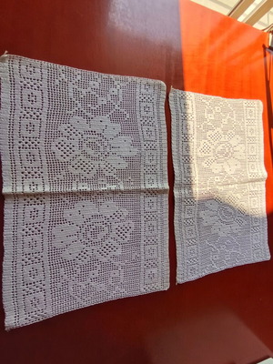 Set of 2 Handmade Crochet Doilies with Floral Vintage Design