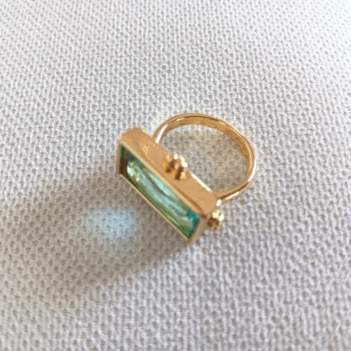 Dreamy ring in gold-plated silver with aqua marine new