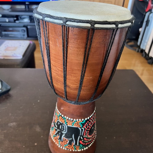 Traditional Djembe Drum 39cm Handmade with Dot Art Painting