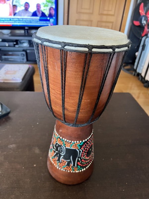 Traditional Djembe Drum 39cm Handmade with Dot Art Painting