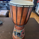 Traditional Djembe Drum 39cm Handmade with Dot Art Painting
