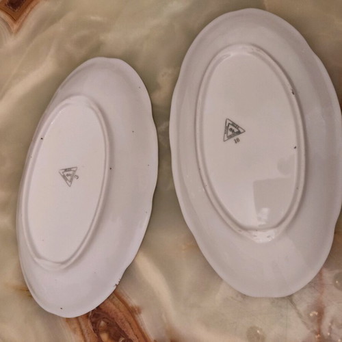 Titov Veles porcelain serving platters with purple flowers, set of 2