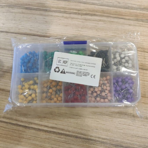 Colored Push Pins Set 500 Pieces in Organizer Box