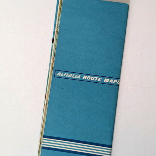 Alitalia Route Maps 1963 vintage foldable airline map used