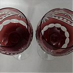  Δύο ποτήρια κολονάτα Tet-a -Tet Lausitzer bleikristall Germany 60'