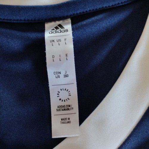 Adidas training shirt with V-neck, size L, blue
