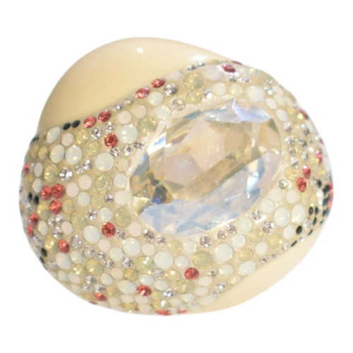 Swarovski Atmosphere Cocktail Cream Resin Ring Like New