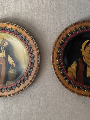 Handmade old wooden plates, unknown artist