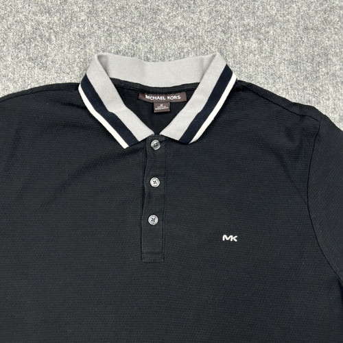 Michael Kors MK Polo shirt M black tipped collar used