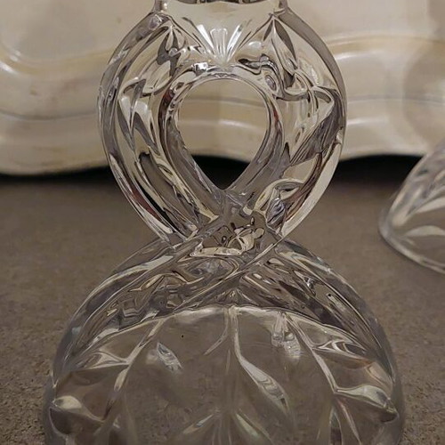 Crystal candlesticks like new, set of 2, 15 cm height
