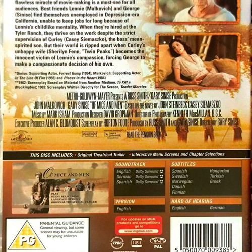 Of Mice and Men DVD drama movie used