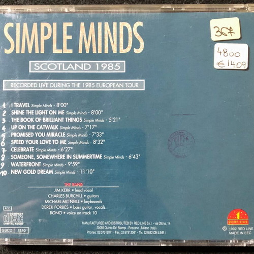 Simple Minds Scotland 1985 CD used, rock