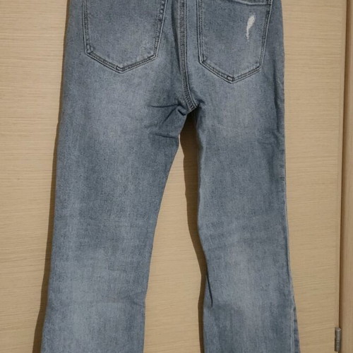 Jeans cropped high-waist like new, turquoise, slim fit