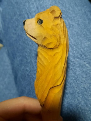 Antique carved wooden pen used with dog figure