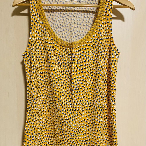 Sfera Yellow Polka Dot Sleeveless Cotton Blouse New